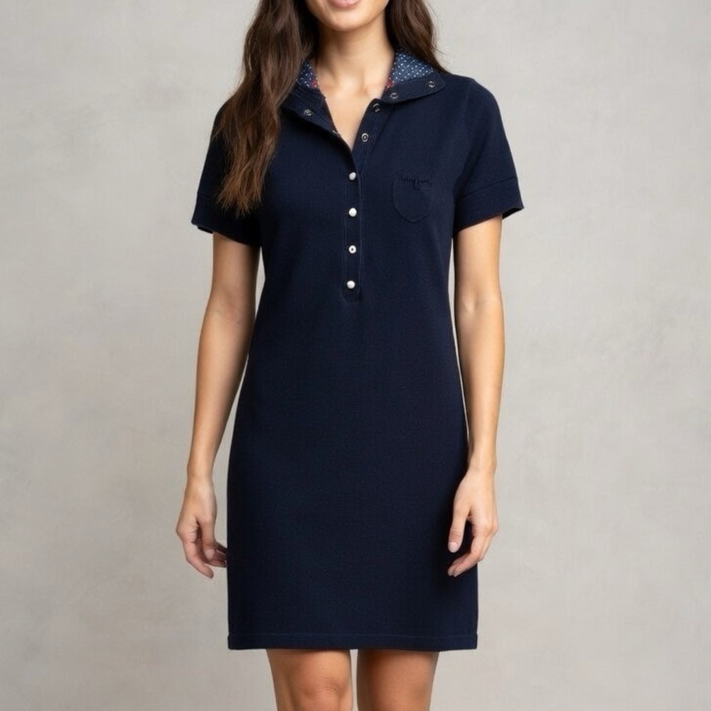 100% Cotton Esprit de Corp Navy Blue Polo Dress Size M